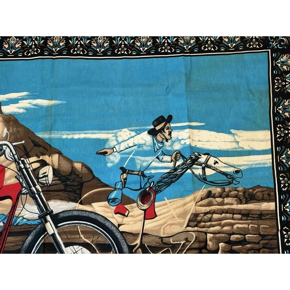 Vintage Easyriders David Mann Ghost Rider Tapestry Wall Hanging Biker 57x40